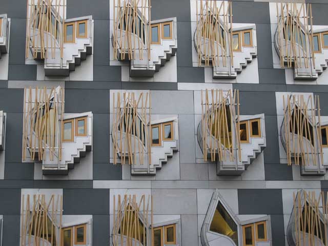 The windows of the Scottish Parliament (Credit: Geograph, CC BY SA 2.0)