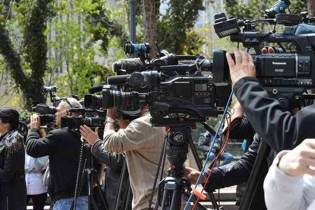 Press conference cameras
