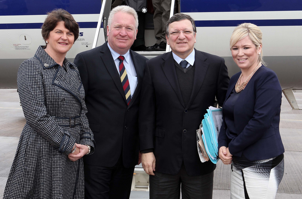 Northern Ireland politicians Arelene Foster and Michelle O'Neill with Manuel Barosso and Mike Penning MP (Credit: Northern Ireland Office, CC BY 2.0