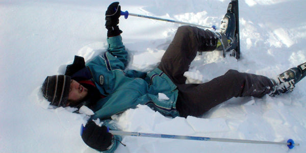 skier wiped out
